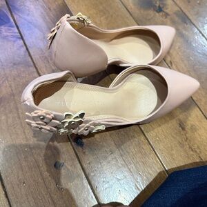 Kelly & Katie Blush Pink Heels with Floral Accent